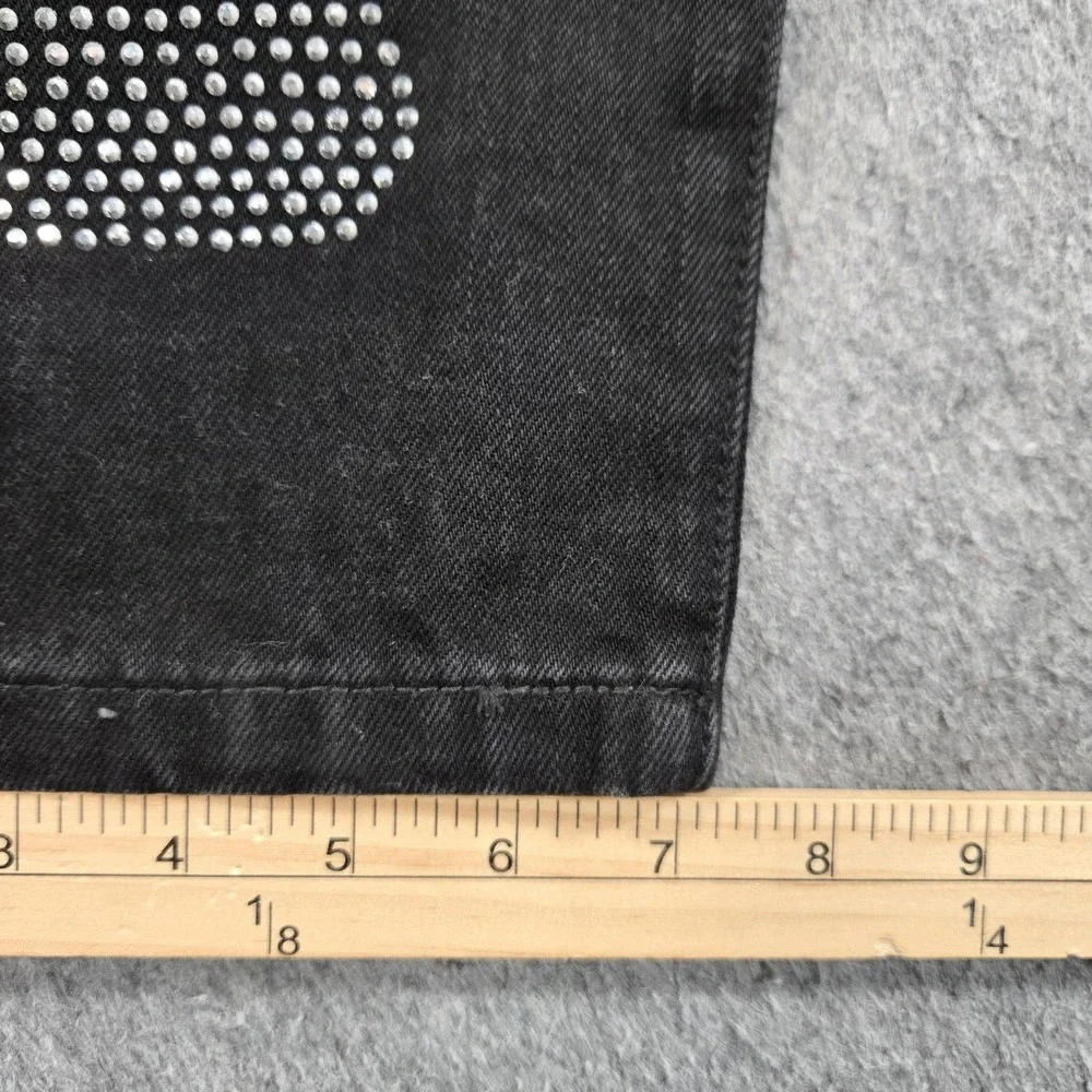 Mnml Jeans Mens 31x35‎ (tag 32) Black Skeleton Rhinestone Slim Straight Denim